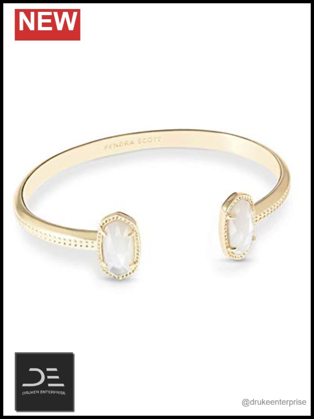 Kendra Scott Elton Cuff Bracelet Gold Plated Brass with Mother of Pearl